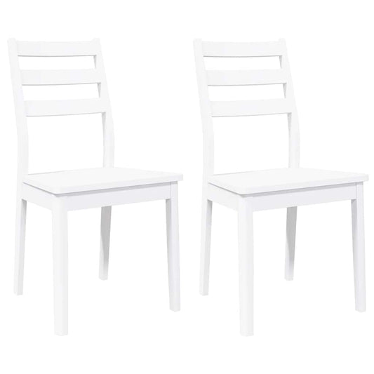 vidaXL Καρέκλες τραπεζαρίας 2 τεμάχια Λευκό μασίφ ξύλο καουτσούκ