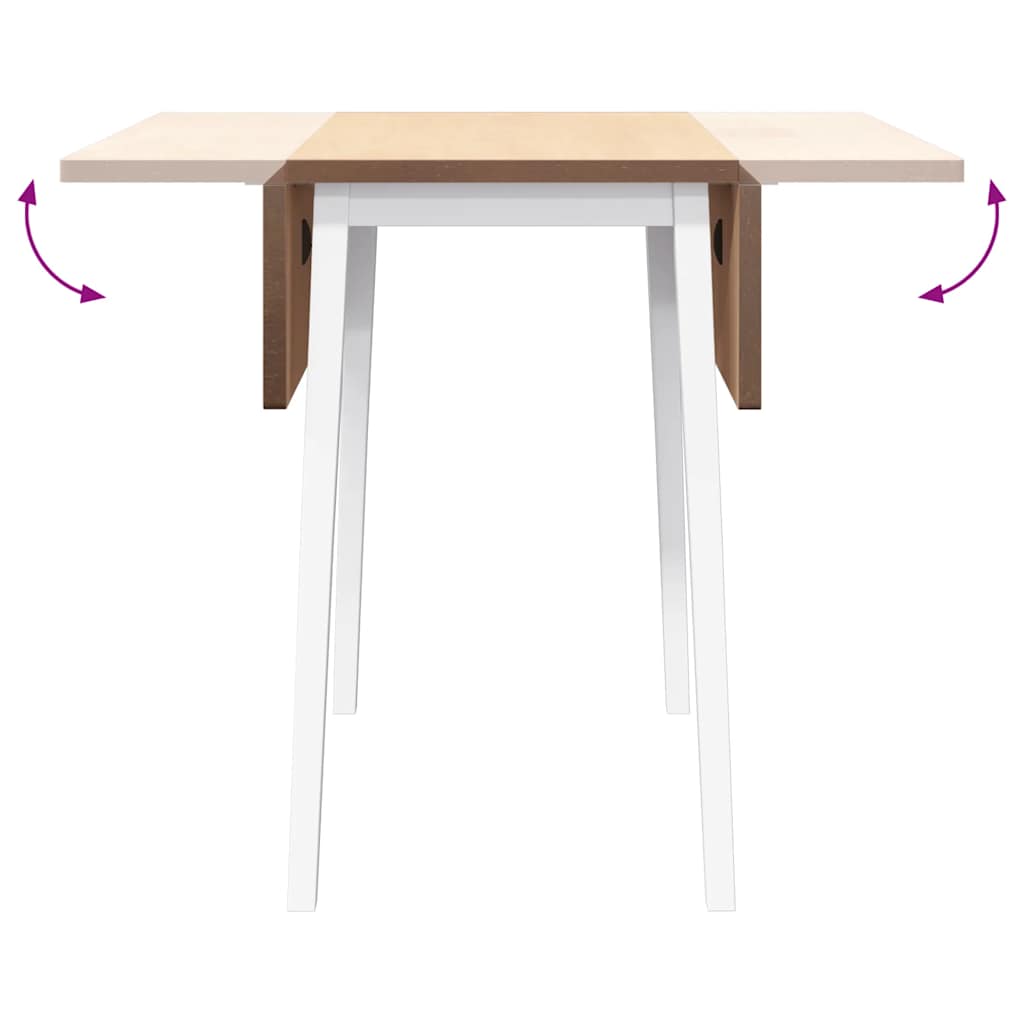 vidaXL Τραπεζαρία Λευκό μασίφ ξύλο καουτσούκ