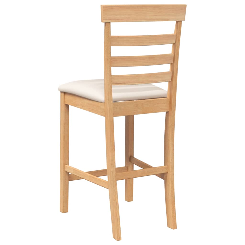 vidaXL Σκαμπό Μπαρ με Μαξιλάρια 2 τεμ. από Φυσικό Μασίφ Ξύλο Καουτσούκ