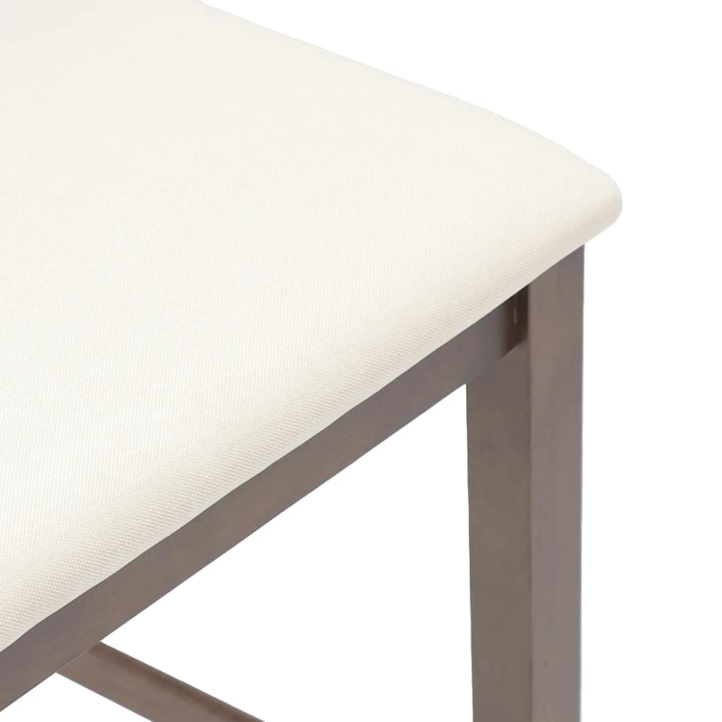 vidaXL σκαμπό μπαρ με μαξιλάρια 2 τεμάχια καφέ μασίφ ξύλο καουτσούκ