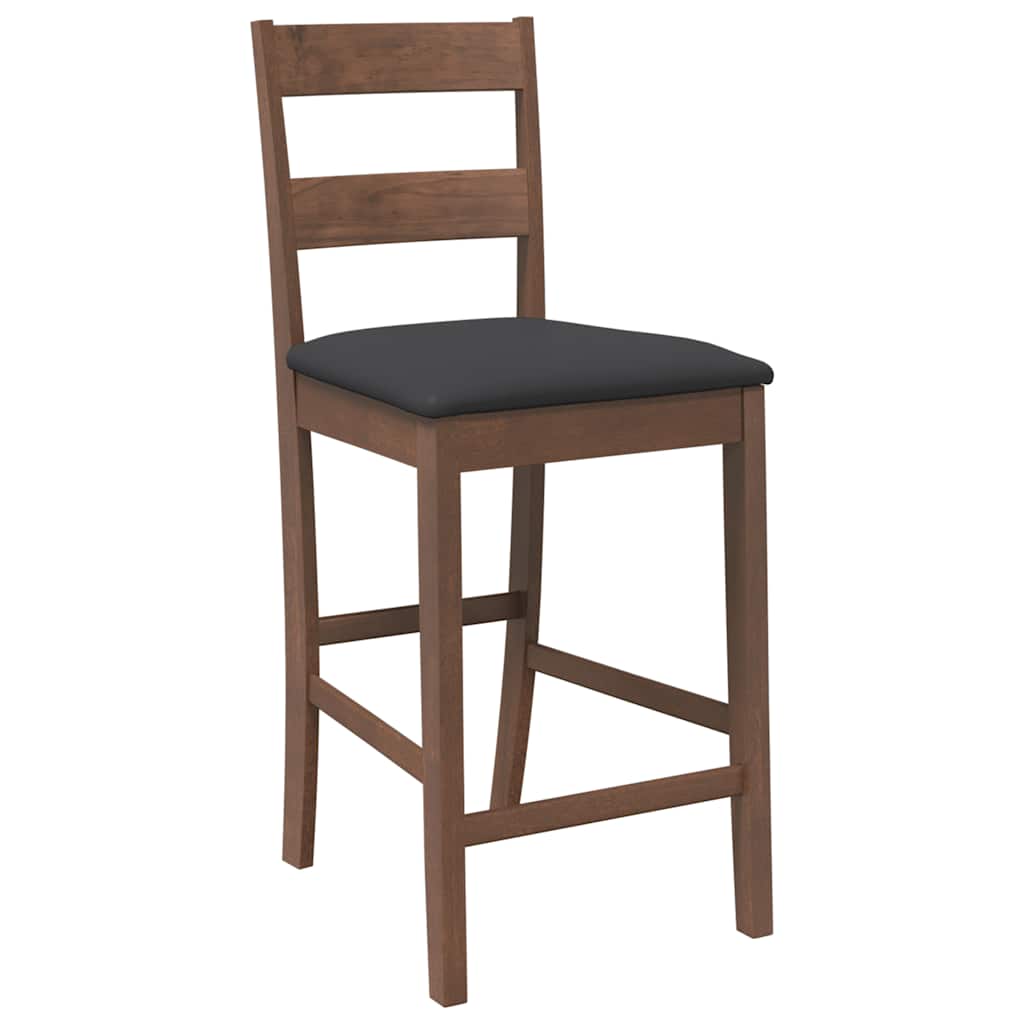 vidaXL σκαμπό μπαρ με μαξιλάρια 2 τεμάχια καφέ μασίφ ξύλο καουτσούκ