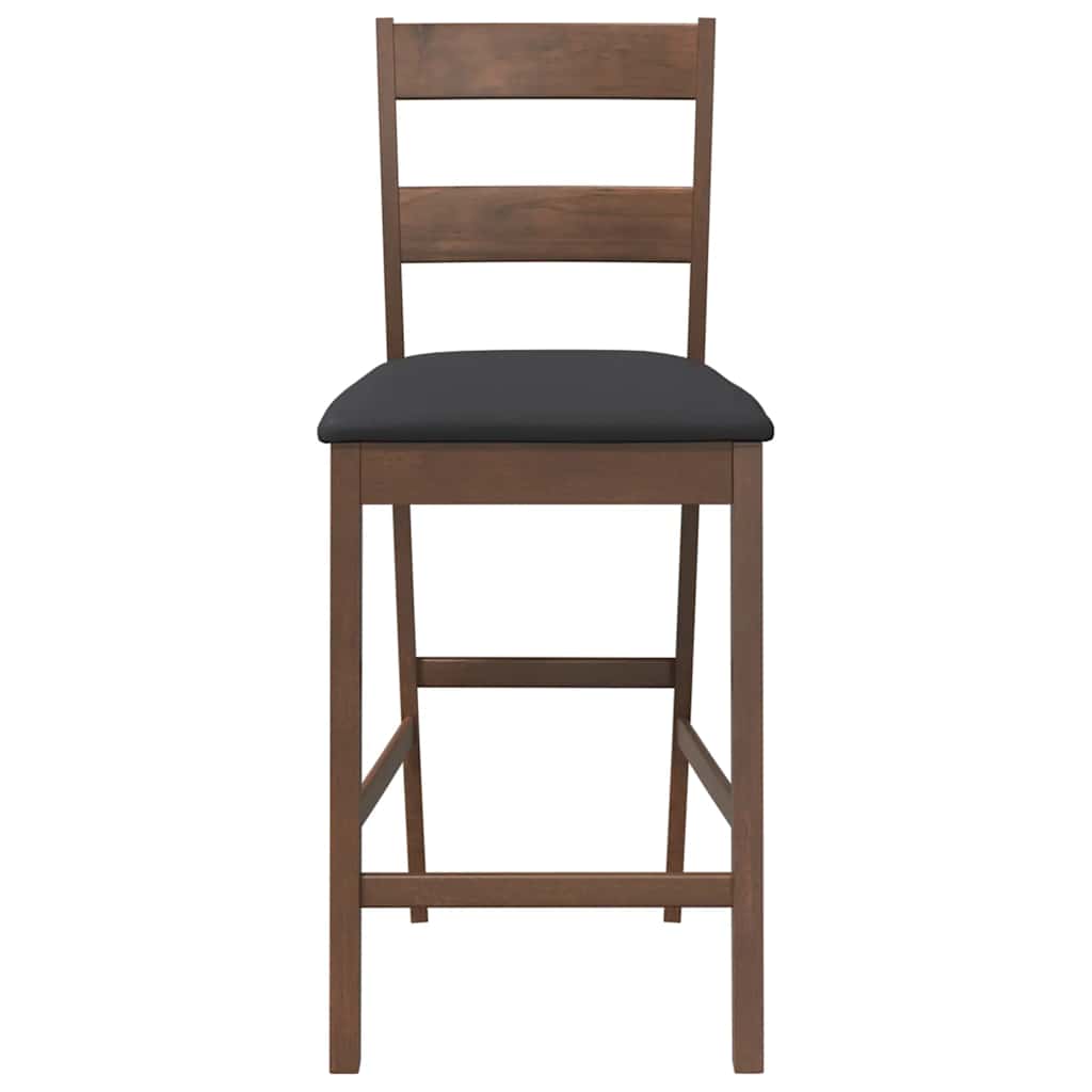 vidaXL σκαμπό μπαρ με μαξιλάρια 2 τεμάχια καφέ μασίφ ξύλο καουτσούκ