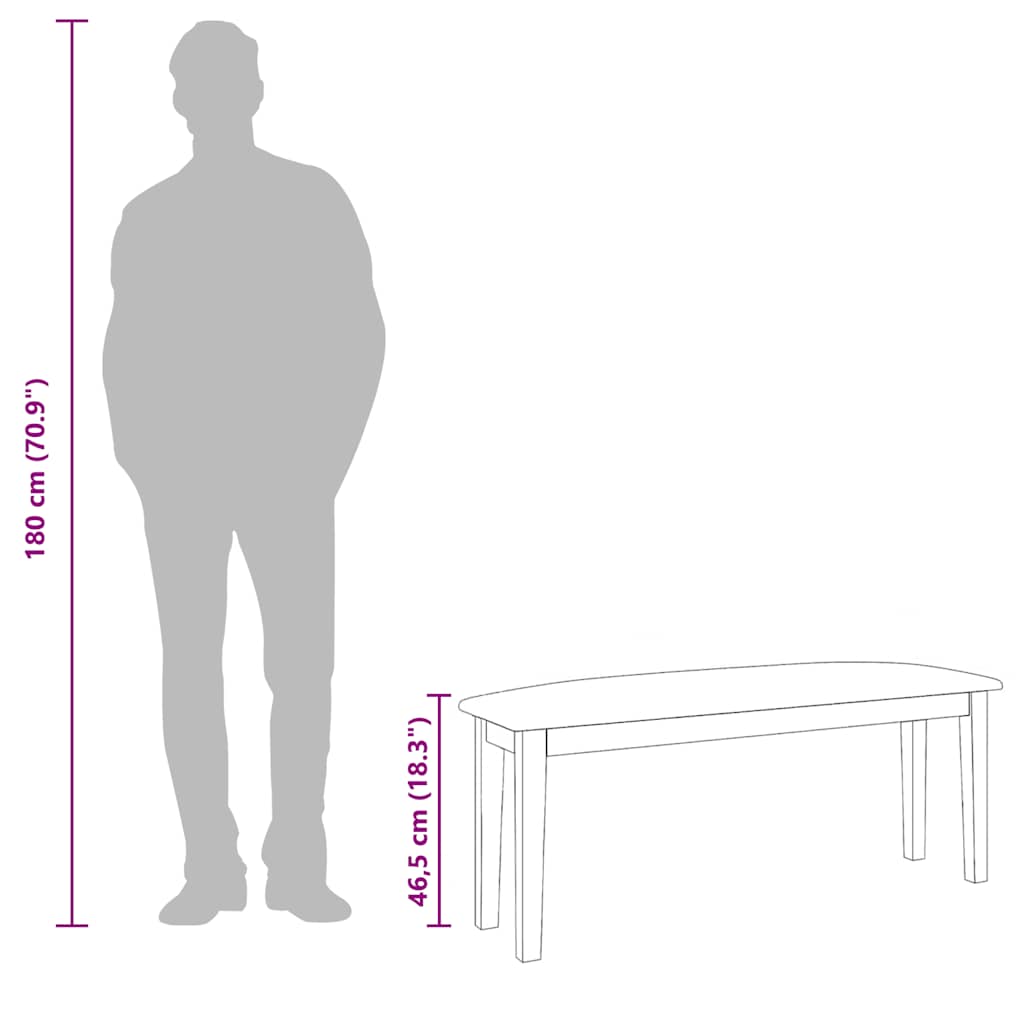 Πάγκος vidaXL 110 cm Καφέ μασίφ ξύλο καουτσούκ