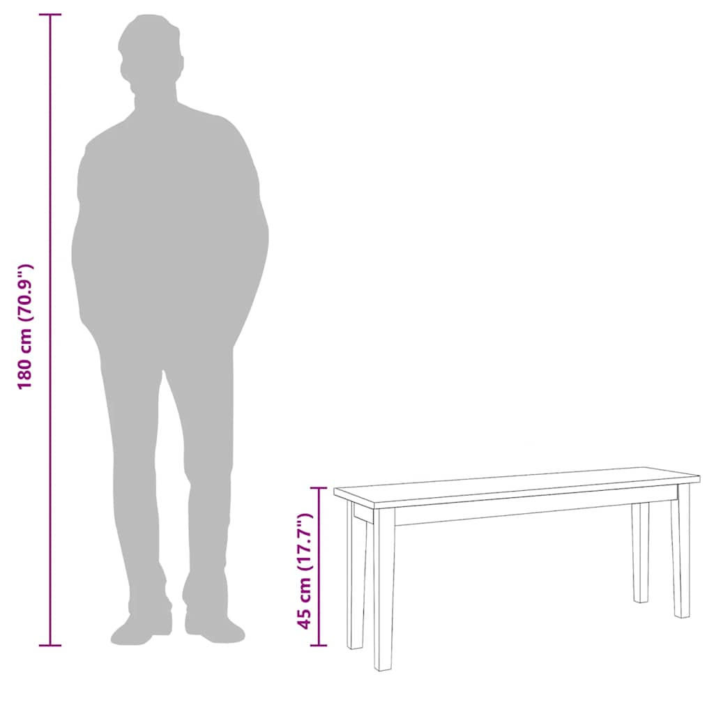 Πάγκος vidaXL 110 cm μασίφ ξύλο καουτσούκ