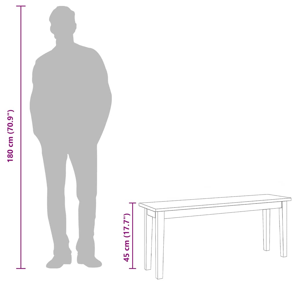 Πάγκος vidaXL 110 cm μασίφ ξύλο καουτσούκ