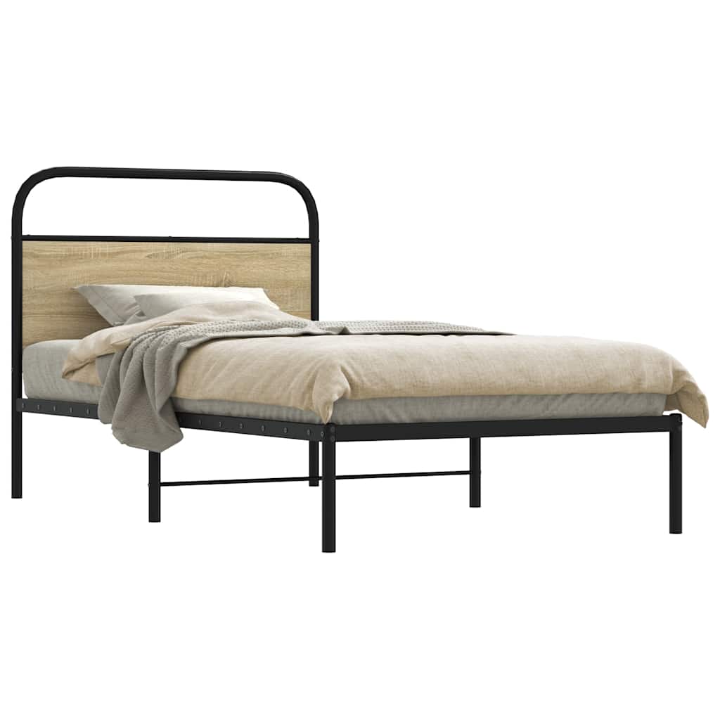 vidaXL Πλαίσιο Κρεβ. Χωρ. Στρώμα Sonoma Δρυς 90x200 εκ. Επεξ. Ξύλο