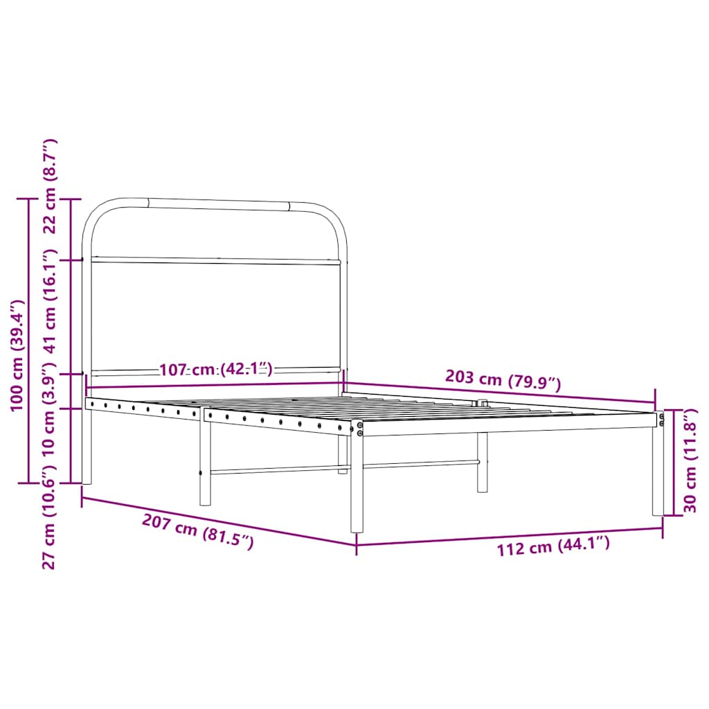 vidaXL Πλαίσιο Κρεβατιού Χωρ. Στρώμα Sonoma Δρυς 107x203 εκ Επ. Ξύλο