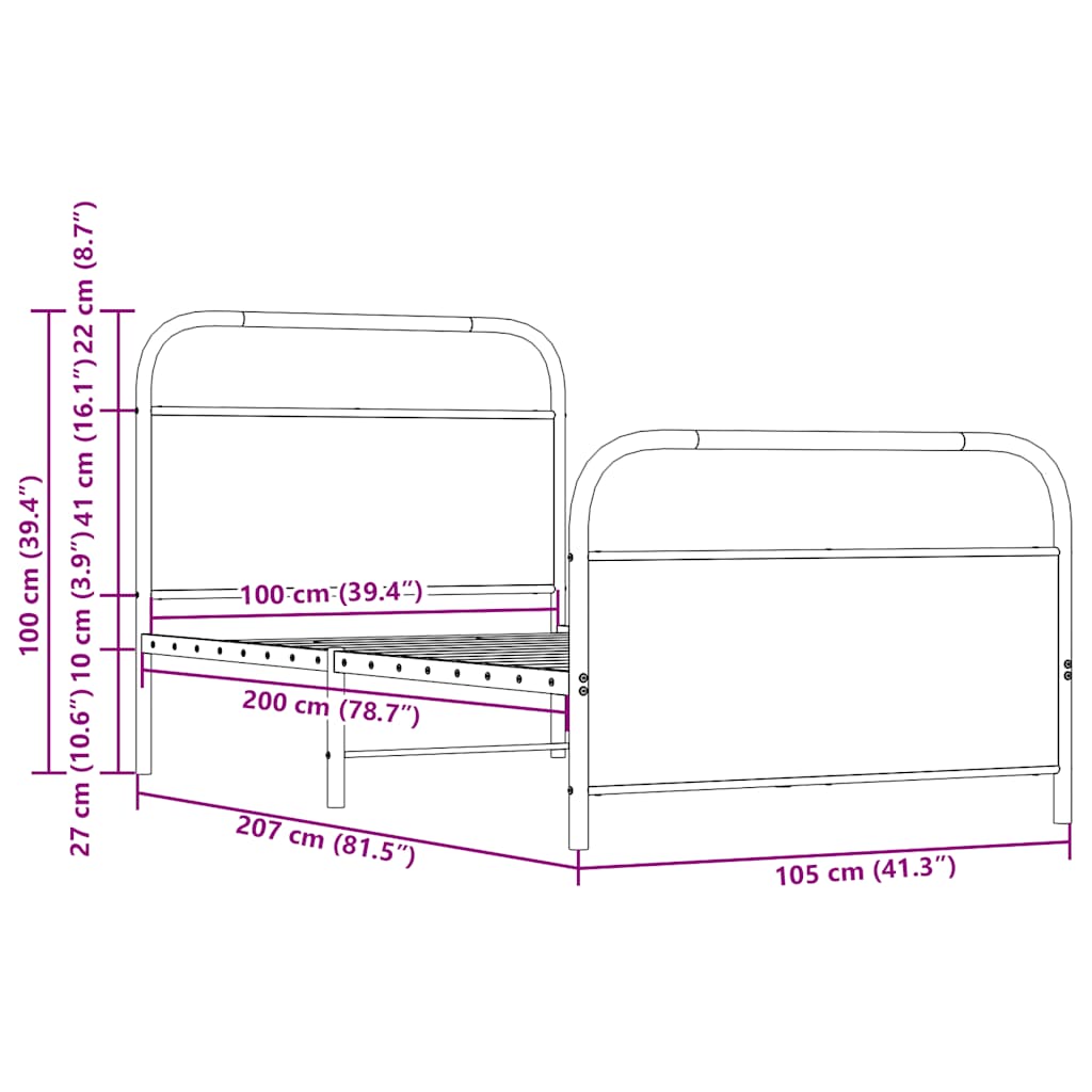 vidaXL Πλαίσιο Κρεβατιού Χωρ. Στρώμα Sonoma Δρυς 100x200εκ Επ. Ξύλο