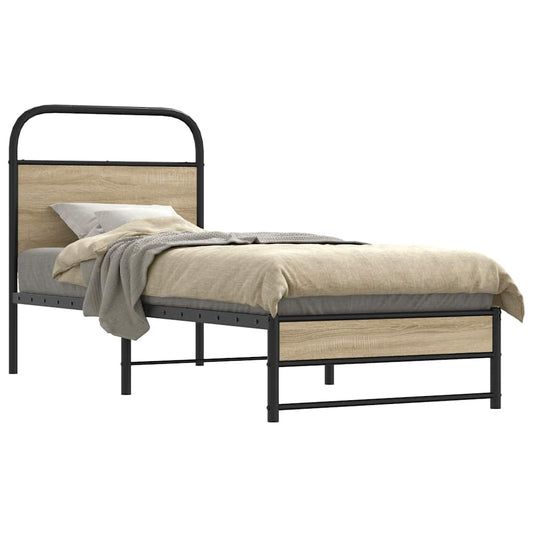 vidaXL Πλαίσιο Κρεβατιού Χωρ. Στρώμα Καπνιστή Δρυς 75x190εκ Επεξ. Ξύλο