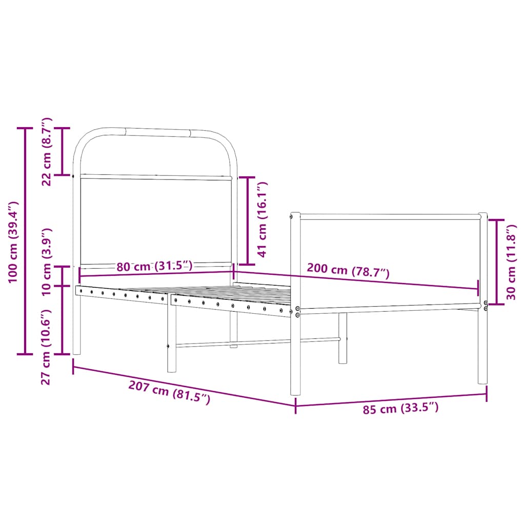 vidaXL Πλαίσιο Κρεβατιού Χωρ. Στρώμα Sonoma Δρυς 80x200εκ Επεξ. Ξύλο