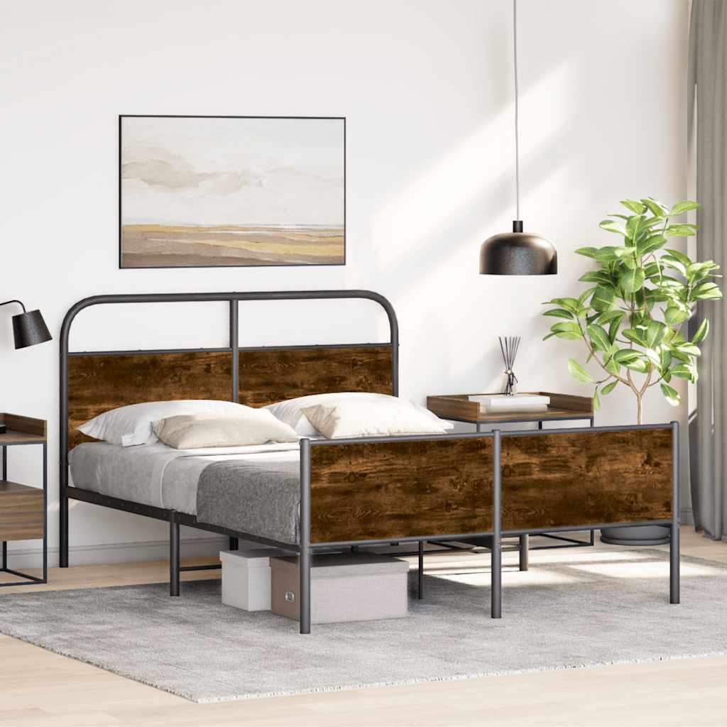 vidaXL Πλαίσιο Κρεβατιού Χωρ. Στρώμα Sonoma Δρυς 135x190εκ. Επ. Ξύλο