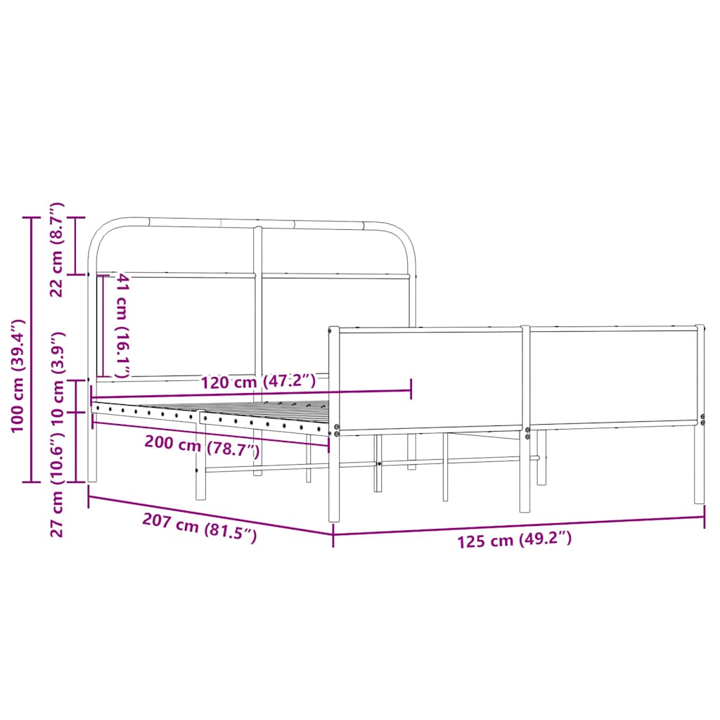 vidaXL Πλαίσιο Κρεβατιού Χωρ. Στρώμα Sonoma Δρυς 120x200εκ. Επ. Ξύλο