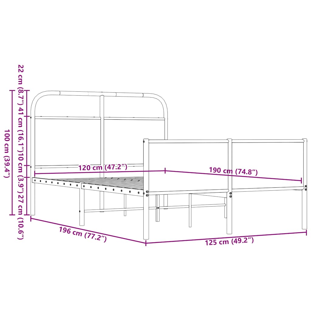 vidaXL Πλαίσιο Κρεβατιού Χωρ. Στρώμα Καφέ Δρυς 120x190 εκ Επ. Ξύλο
