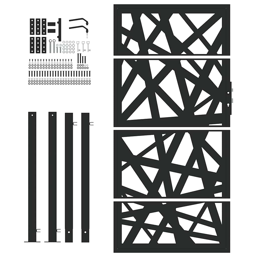 vidaXL Πόρτα Κήπου Μαύρη με Φωτιστικό Ατσάλι 100x175 εκ.