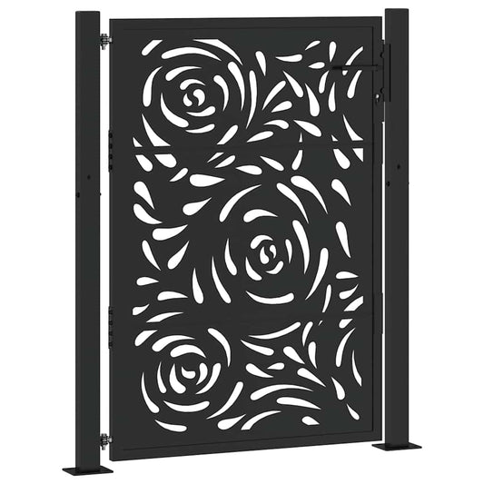vidaXL Πόρτα Κήπου Μαύρη 100x125 εκ. με Σχέδιο Φλόγας από Ατσάλι