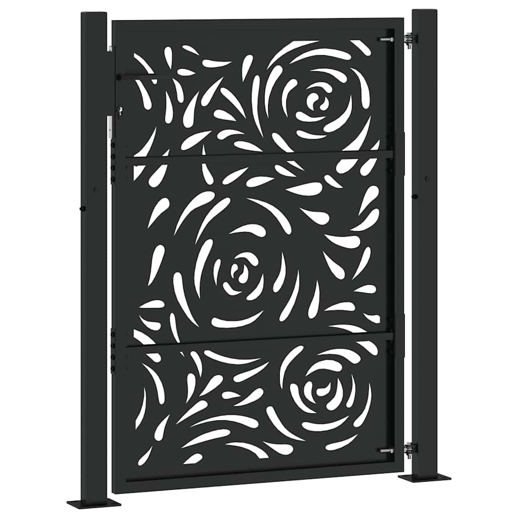 vidaXL Πόρτα Κήπου Μαύρη 100x125 εκ. με Σχέδιο Φλόγας από Ατσάλι