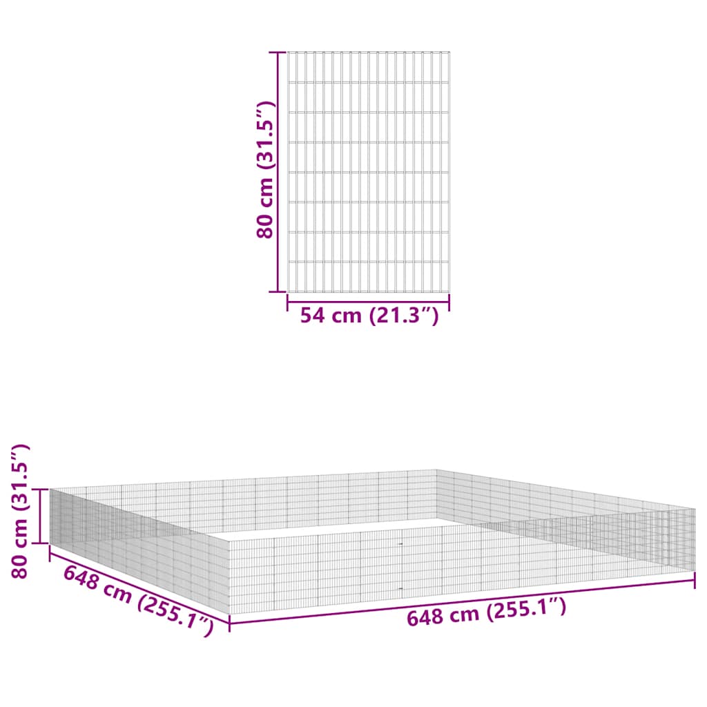 vidaXL Περίφραξη Ζώων Ελεύθερης Βοσκής 48 Πάνελ 54x80 εκ. Γαλβ. Σίδερο