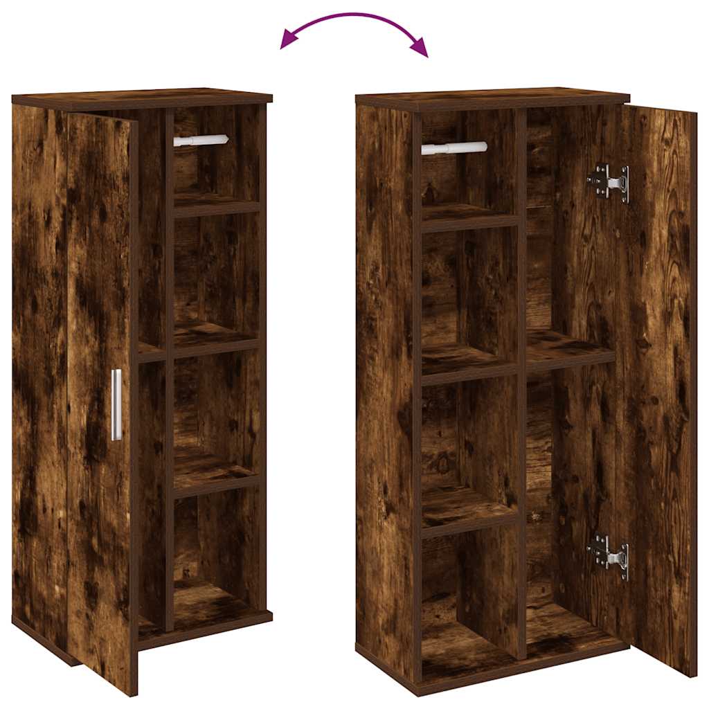 vidaXL Ντουλάπι μπάνιου με θήκη για ρολά Καπνιστή Δρυς 39x22x90 εκ.