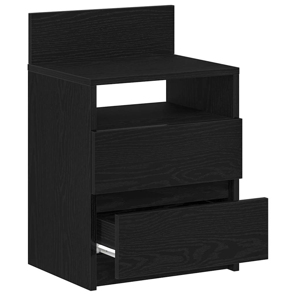 vidaXL Κομοδίνο με 2 Συρτάρια Μαύρο 40x33x60 εκ.