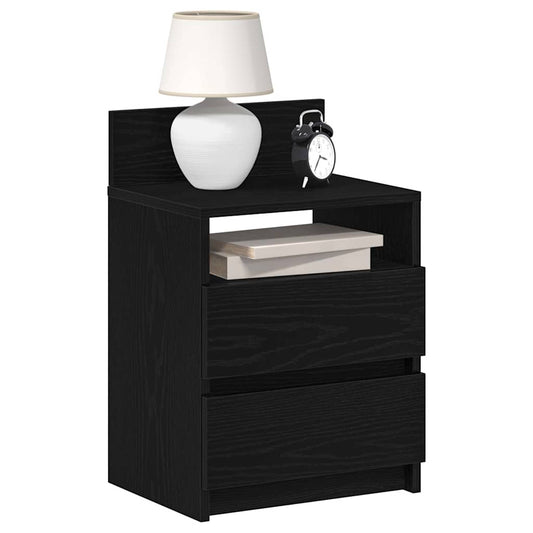 vidaXL Κομοδίνο με 2 Συρτάρια Μαύρο 40x33x60 εκ.