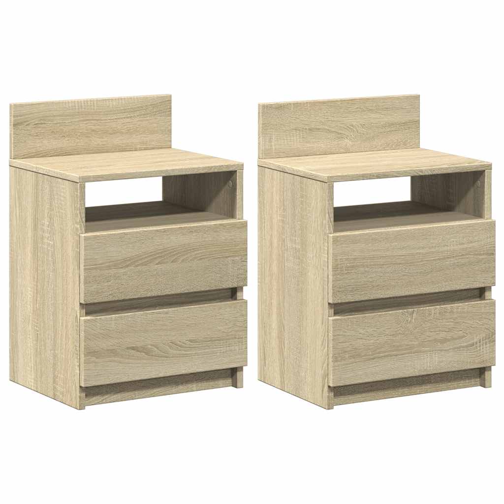 vidaXL Κομοδίνα 2 τεμ. με 2 Συρτάρια, Χρώμα Sonoma Δρυς 40x33x60 εκ.