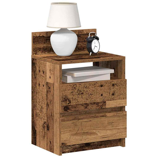 vidaXL Κομοδίνο με 2 συρτάρια Παλιό ξύλο 40x33x60 cm