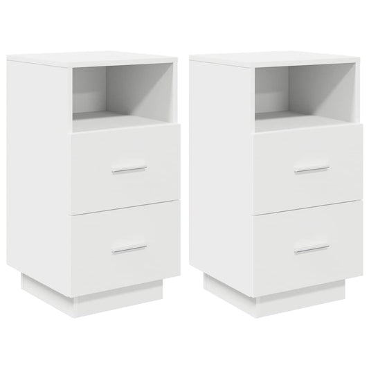 vidaXL Κομοδίνα 2 τμχ με 2 συρτάρια Λευκό 36x36x68 cm