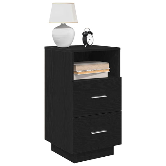 vidaXL Κομοδίνο με 2 συρτάρια mαύρο 36x36x68 cm