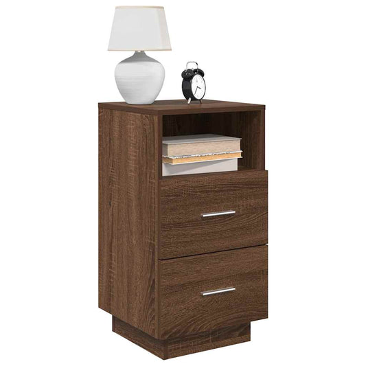 vidaXL Κομοδίνα 2 τμχ με 2 συρτάρια Καφέ Δρυς 36x36x68 εκ.