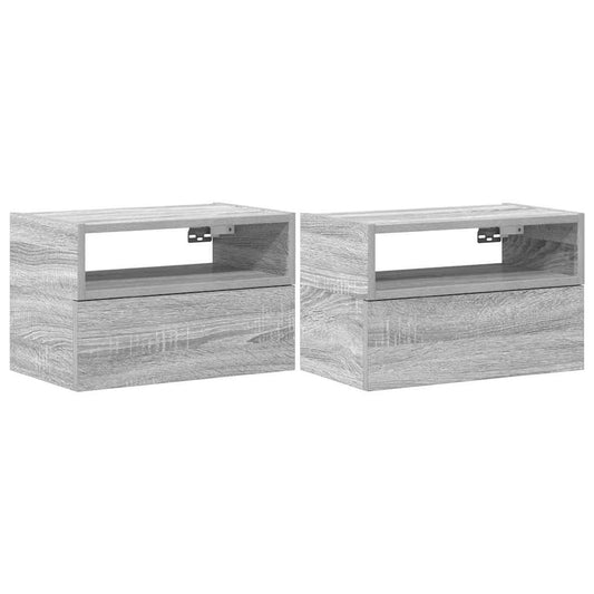 vidaXL Κομοδίνα Επιτοίχια 2 τεμ. Γκρι Sonoma 45x26x28,5 εκ.