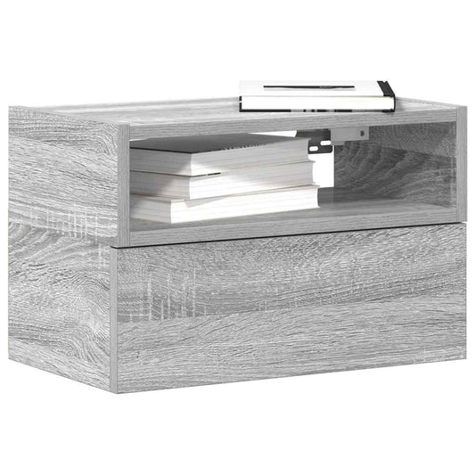 vidaXL Κομοδίνα Επιτοίχια 2 τεμ. Γκρι Sonoma 45x26x28,5 εκ.