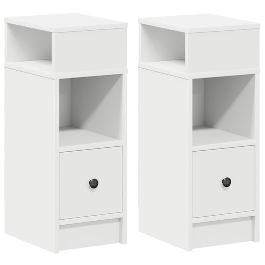 vidaXL Κομοδίνα 2 τεμάχια με συρτάρι Λευκό 25x31x66 cm