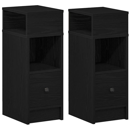 vidaXL Κομοδίνα 2 τεμάχια με συρτάρι Μαύρο 25x31x66 cm