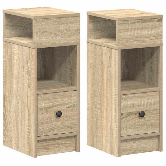 vidaXL Κομοδίνα 2 τεμάχια με συρτάρι Sonoma Δρυς 25x31x66 εκ.