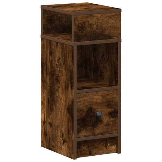 vidaXL Κομοδίνο με συρτάρι Καπνιστή Δρυς 25x31x66 εκ.