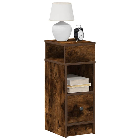 vidaXL Κομοδίνο με συρτάρι Καπνιστή Δρυς 25x31x66 εκ.