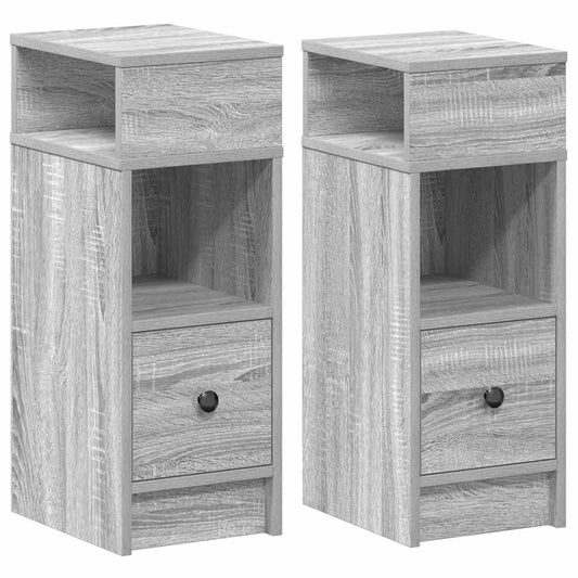 vidaXL Κομοδίνα 2 τεμ. με Συρτάρι Γκρι Sonoma 25x31x66 εκ.