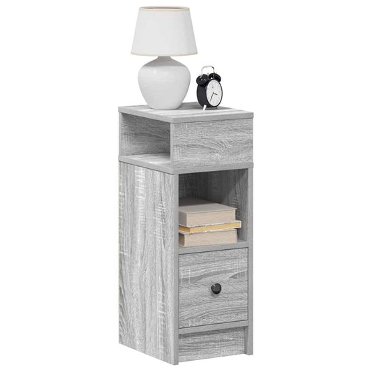 vidaXL Κομοδίνα 2 τεμ. με Συρτάρι Γκρι Sonoma 25x31x66 εκ.