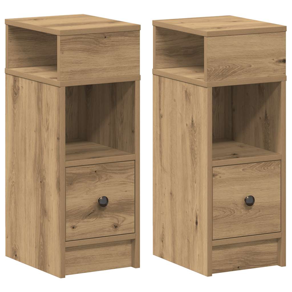 vidaXL Κομοδίνα 2 τεμ. με Συρτάρι Artisan Oak 25x31x66 εκ.