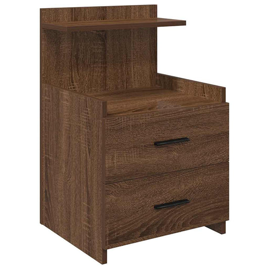 vidaXL Κομοδίνο με 2 Συρτάρια Καφέ Δρυς 40x36,5x62 εκ.