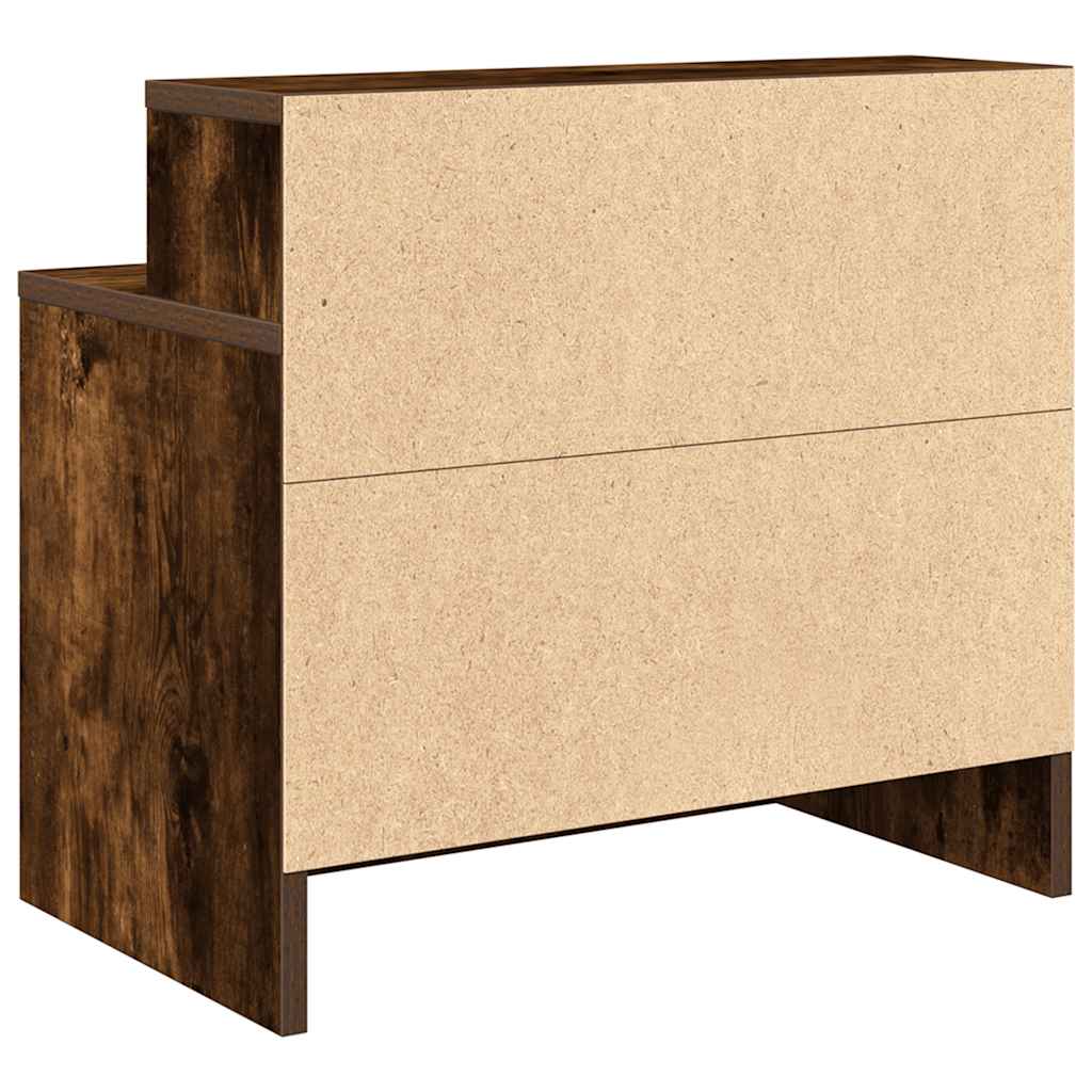 vidaXL Κομοδίνο με συρτάρι Καπνιστή Δρυς 51x31x47 εκ.