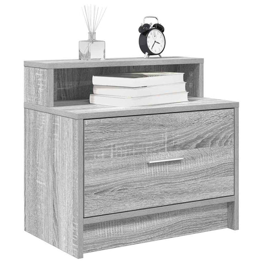 vidaXL Κομοδίνα με συρτάρι 2 τεμ. Γκρι Sonoma 51x31x47 εκ.