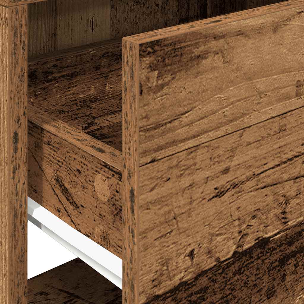 vidaXL Κομοδίνα με συρτάρι 2 τεμ. Όψη Παλαιού Ξύλου 51x31x47 εκ.