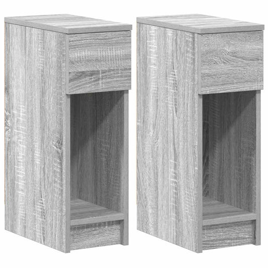 vidaXL Κομοδίνα με συρτάρι 2 τεμάχια Γκρι Sonoma 20x36x60 εκ.