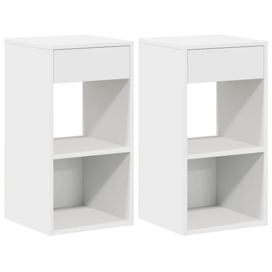 vidaXL Κομοδίνα με συρτάρι 2 τεμάχια Λευκό 35x34x66,5 cm