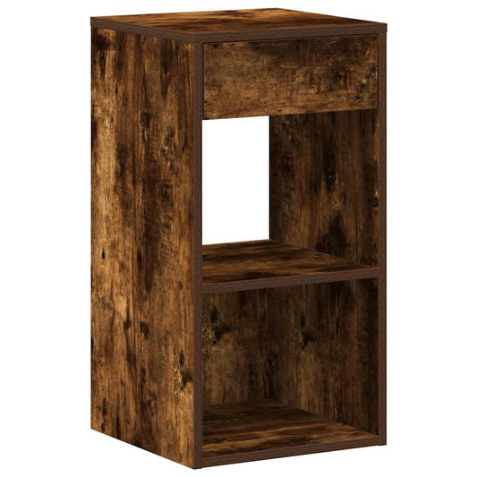 vidaXL Κομοδίνο με συρτάρι Καπνιστή Δρυς 35x34x66,5 εκ.