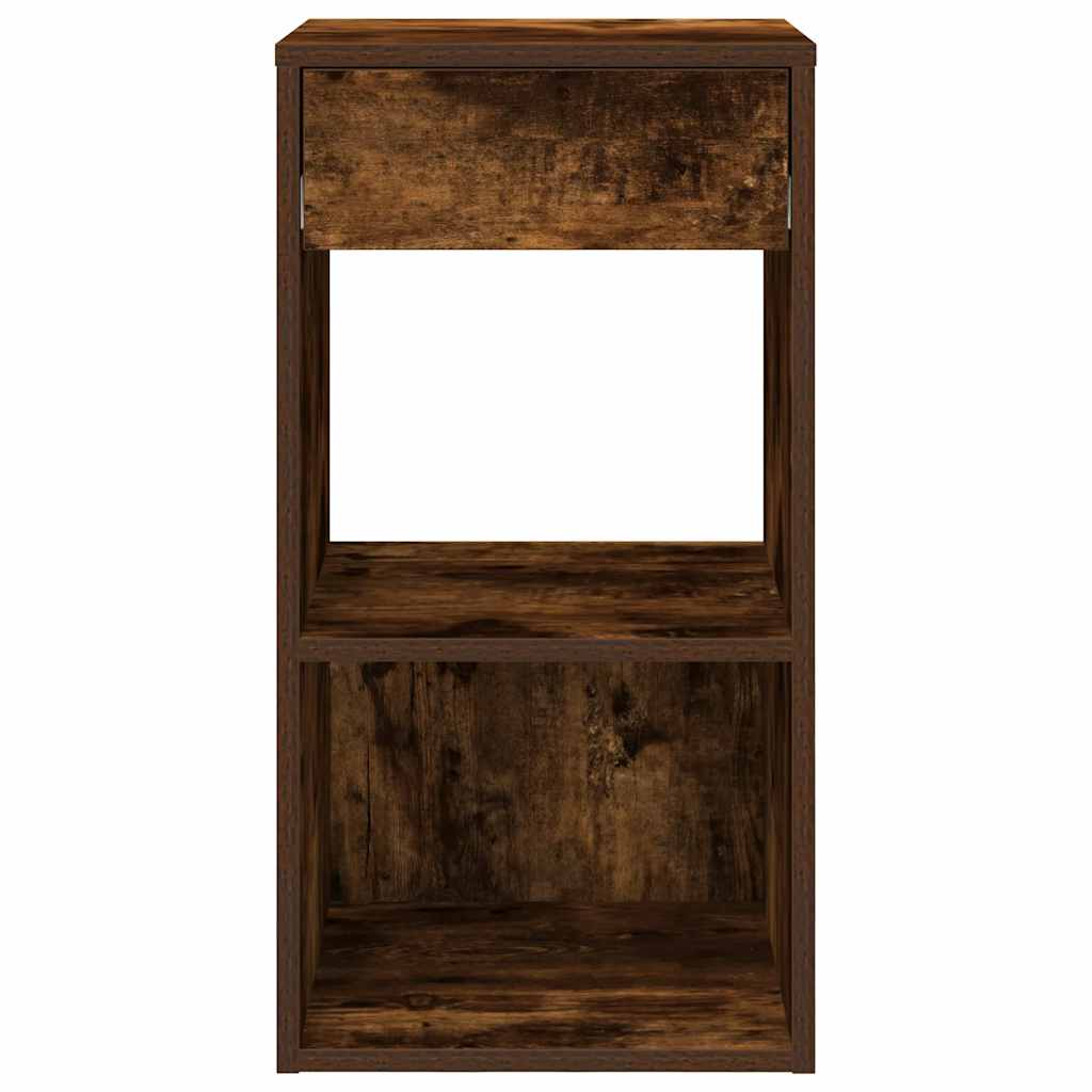 vidaXL Κομοδίνο με συρτάρι Καπνιστή Δρυς 35x34x66,5 εκ.