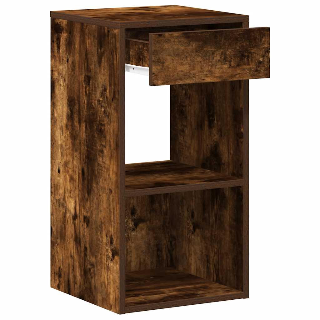vidaXL Κομοδίνο με συρτάρι Καπνιστή Δρυς 35x34x66,5 εκ.