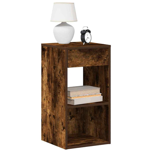 vidaXL Κομοδίνο με συρτάρι Καπνιστή Δρυς 35x34x66,5 εκ.