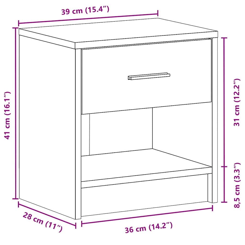 vidaXL Κομοδίνο με Συρτάρι Λευκό 39 x 28 x 41 εκ.